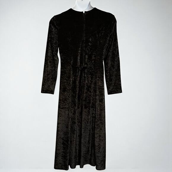 Vintage 90s Brett Alixander Black Crushed Velvet Maxi Dress Size 14 Goth Witchy - Picture 5 of 9